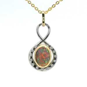 Black Opal and Diamond Pendant