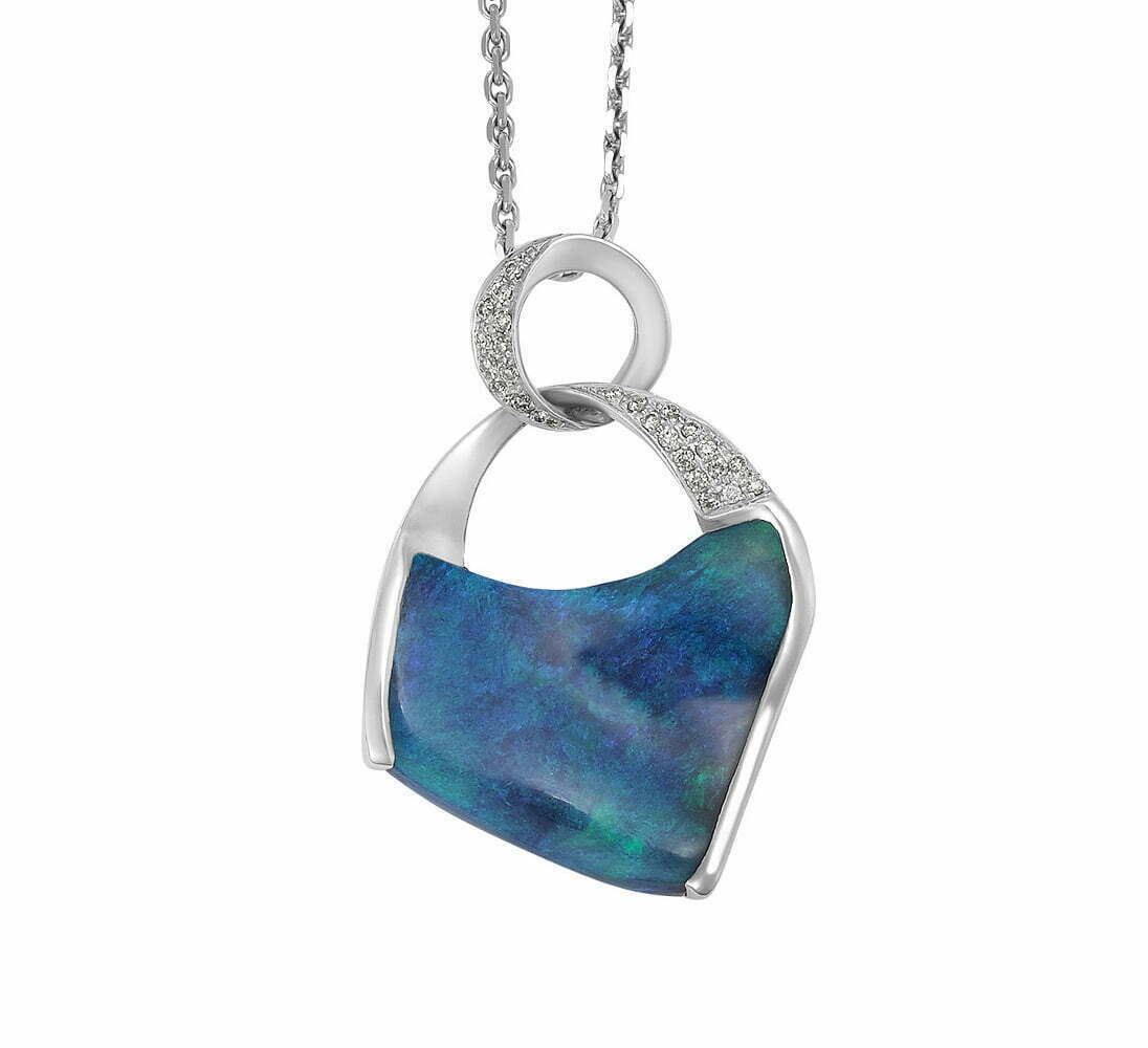 Black Opal and Diamond Pendant