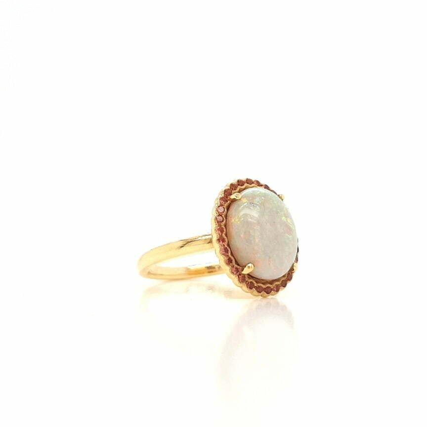 White Opal and Orange Sapphire Ring - Image 2